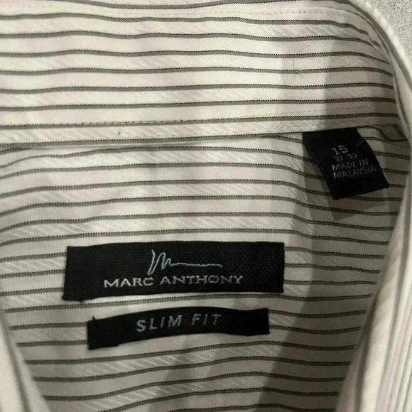 [15.5]Marc Anthony Slim Fit blue stripes  White Dress Shirt - Picture 4 of 4